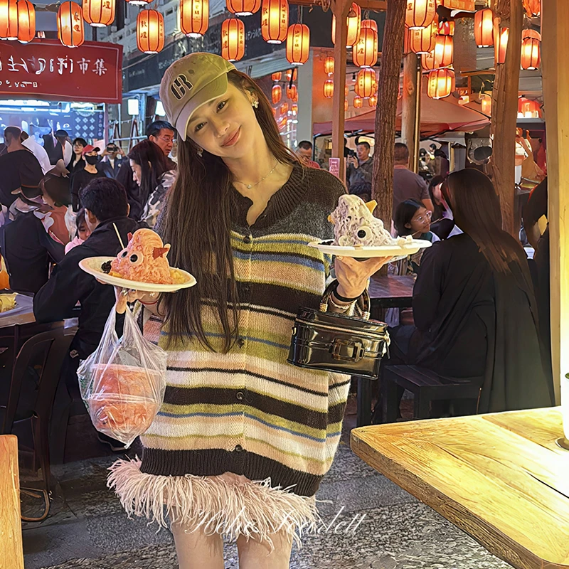【8月第二期】你的呵呵 秋日调色师 艺术提花条纹马海毛羊毛针织衫