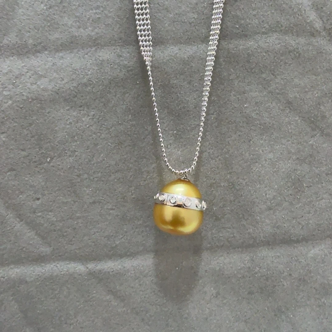 海水珍珠吊坠(赠链)银S925镶嵌青**头