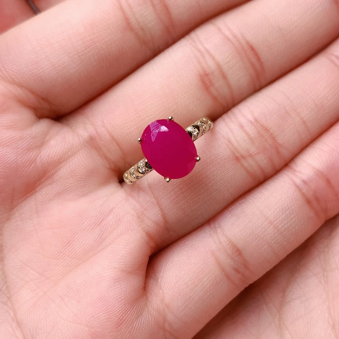 红宝石戒指银S925镶嵌