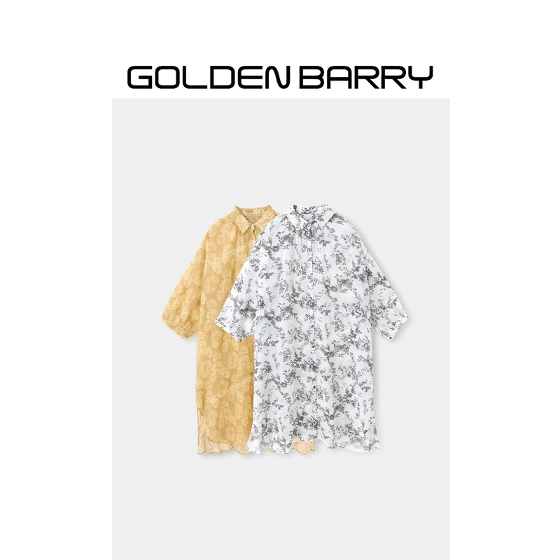 GOLDENBARRY|302337“香榭流光”廓形花型衬衫裙