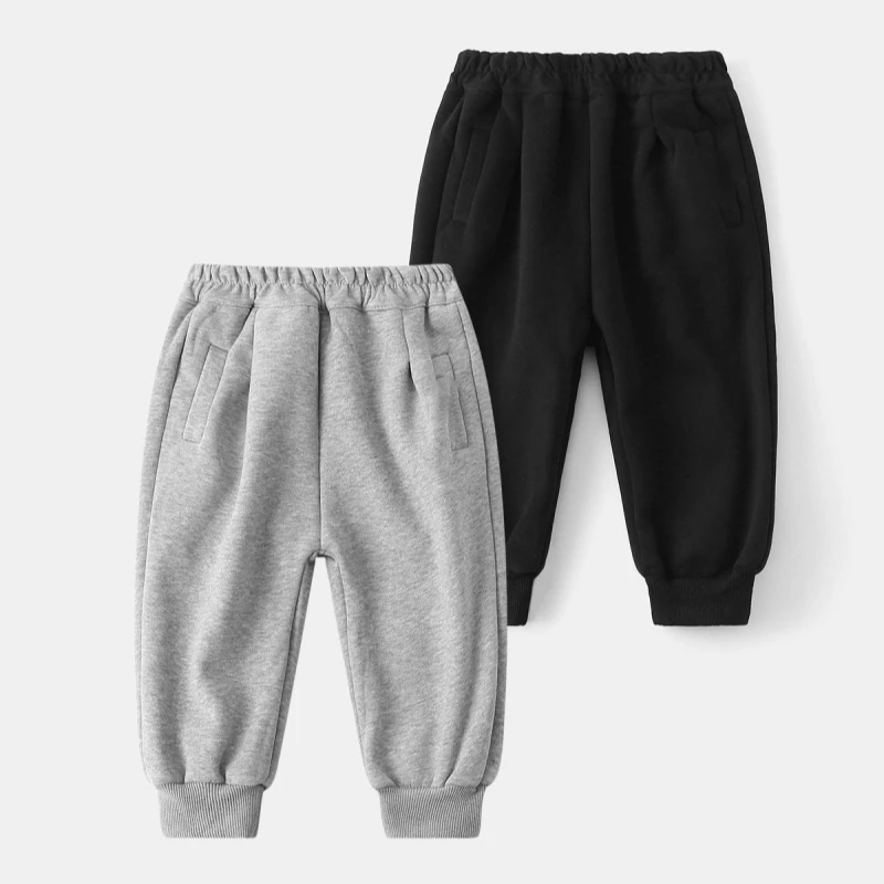 男童卫裤秋冬季儿童童装加绒休闲裤2025新款男童冬装保暖纯色长裤