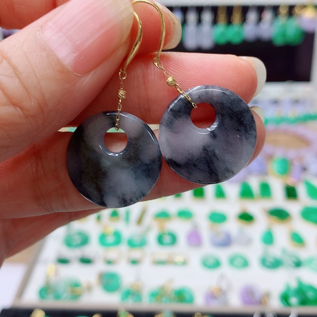 翡翠18K金镶嵌耳饰