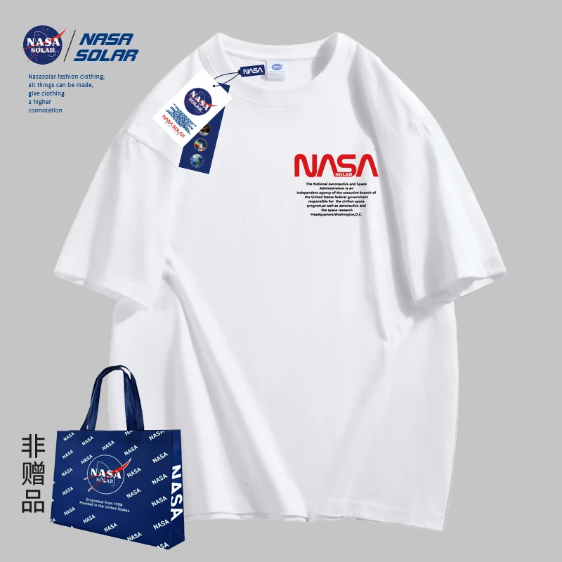 NASA官方春季新款时尚字母印花上衣简约纯色休闲T恤日常百搭宽松