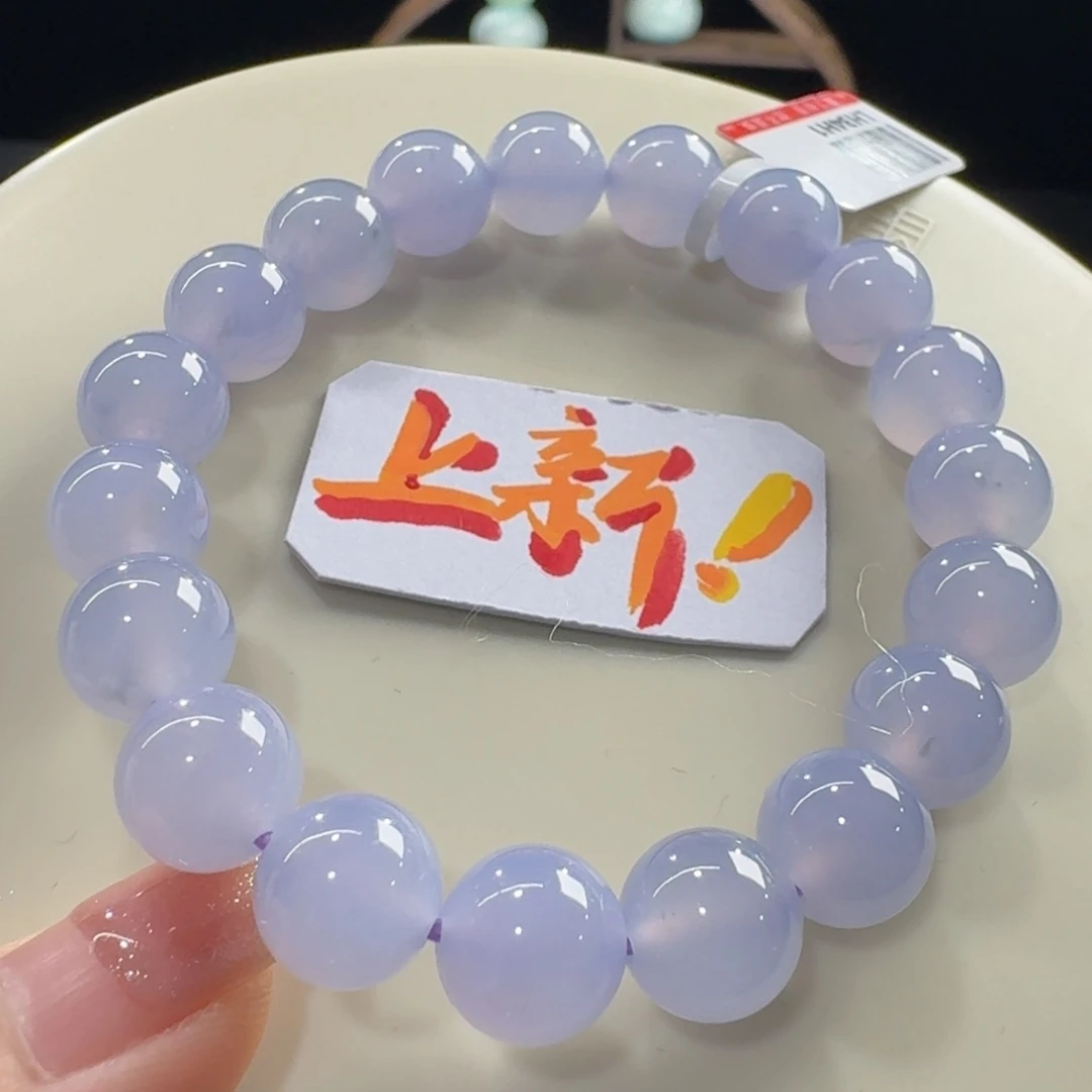 未镶嵌手串翡翠高货巨漏！冰胶红春紫串卡10