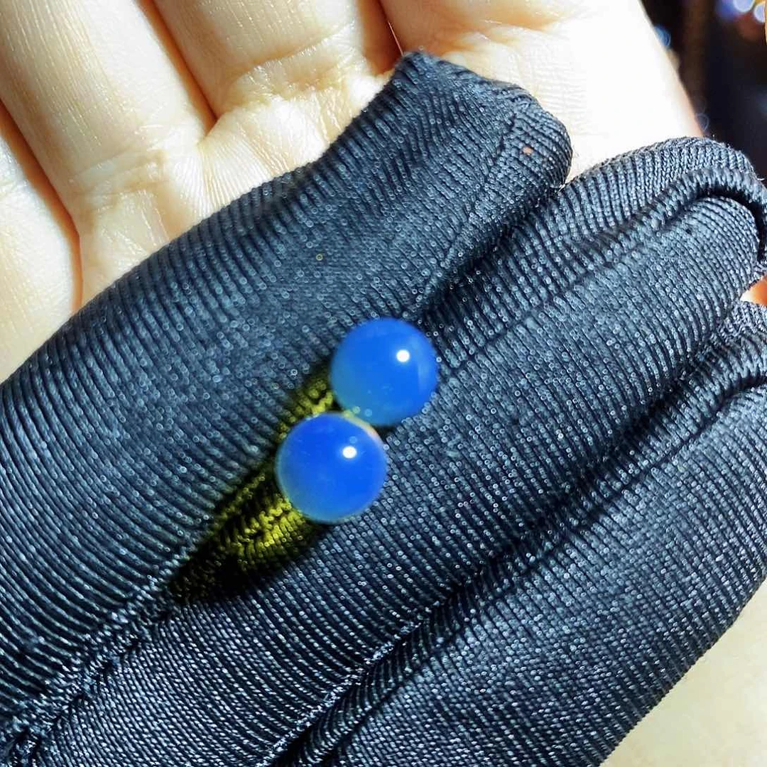 蓝珀裸石银S925镶嵌蓝珀天空蓝6大加耳钉