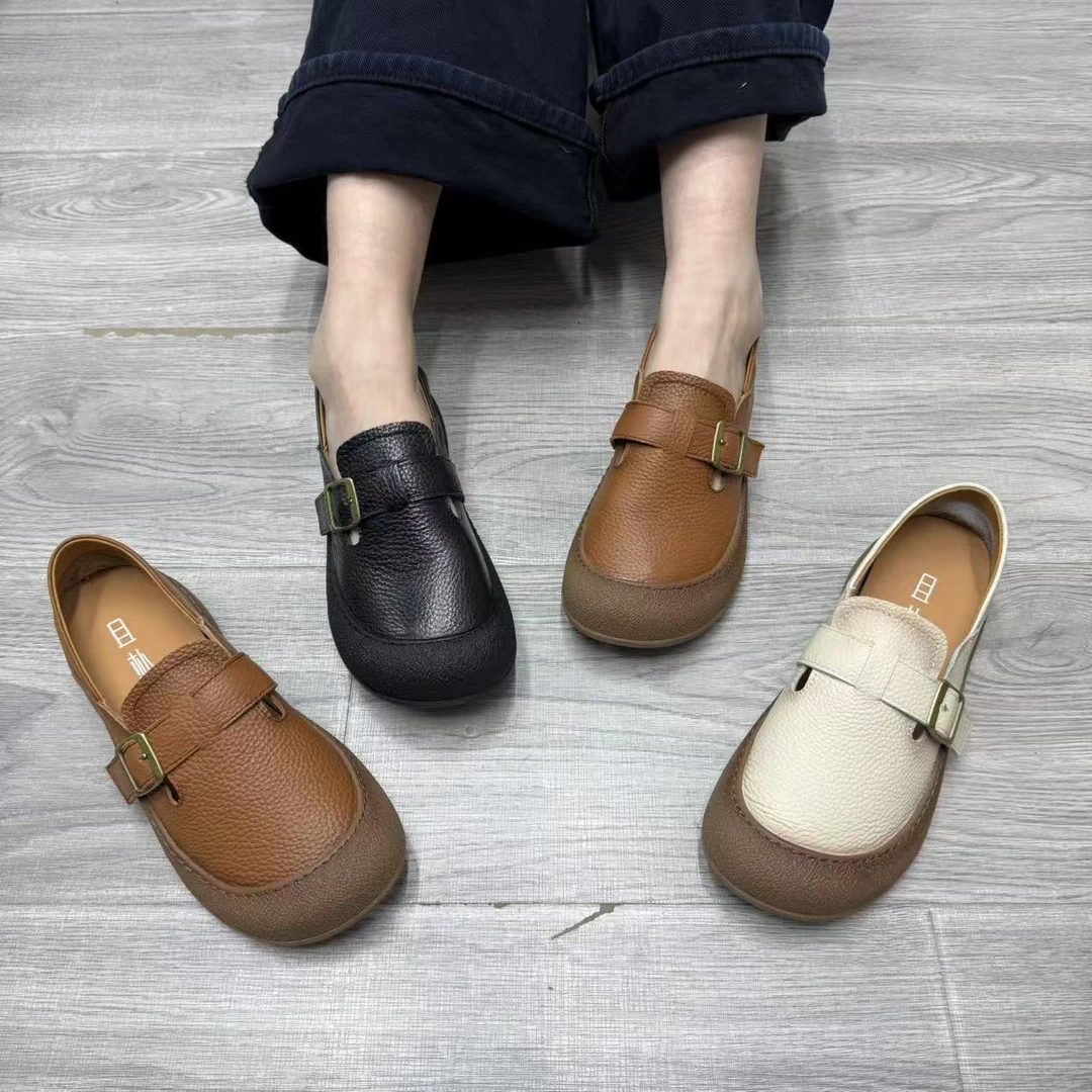 261687时尚休闲鞋舒适软底真皮妈妈鞋软面秋季单鞋妈妈鞋软底休闲