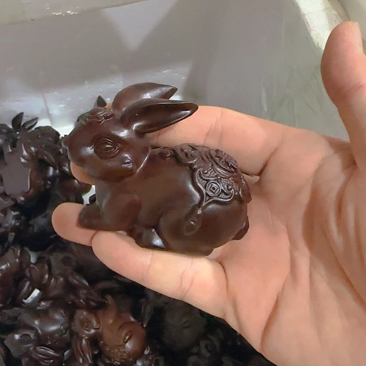 木黑檀木8福财兔一只