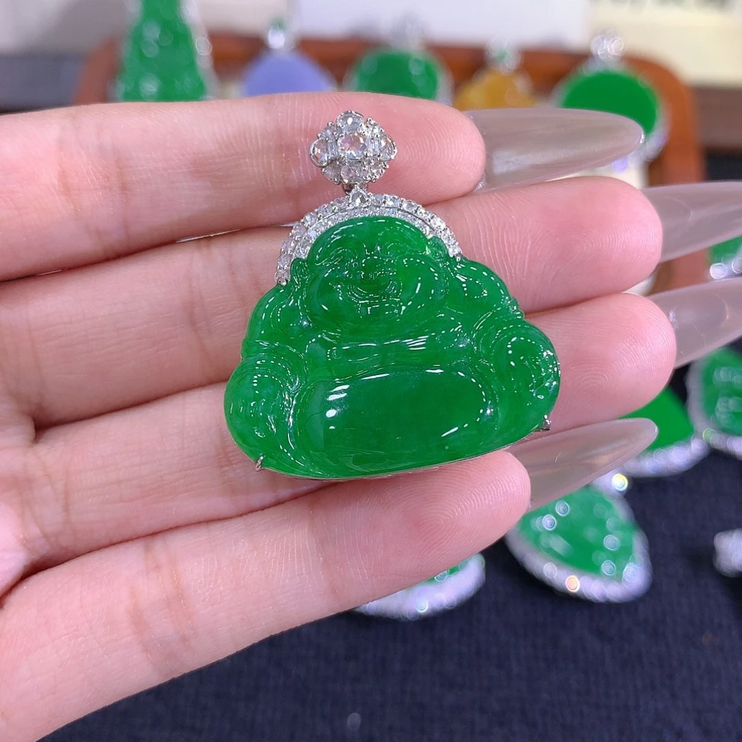 【闪购商品】翡翠18K金镶嵌吊坠(不含链)佛公