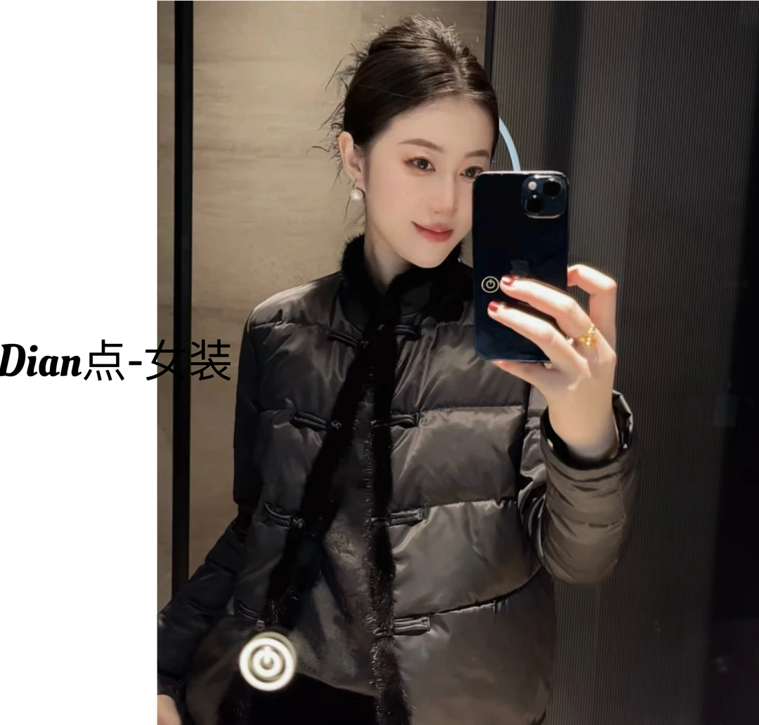 DD25年冬季新款时尚气质休闲立领貂毛边羽绒服5218（干洗卡码拍大）