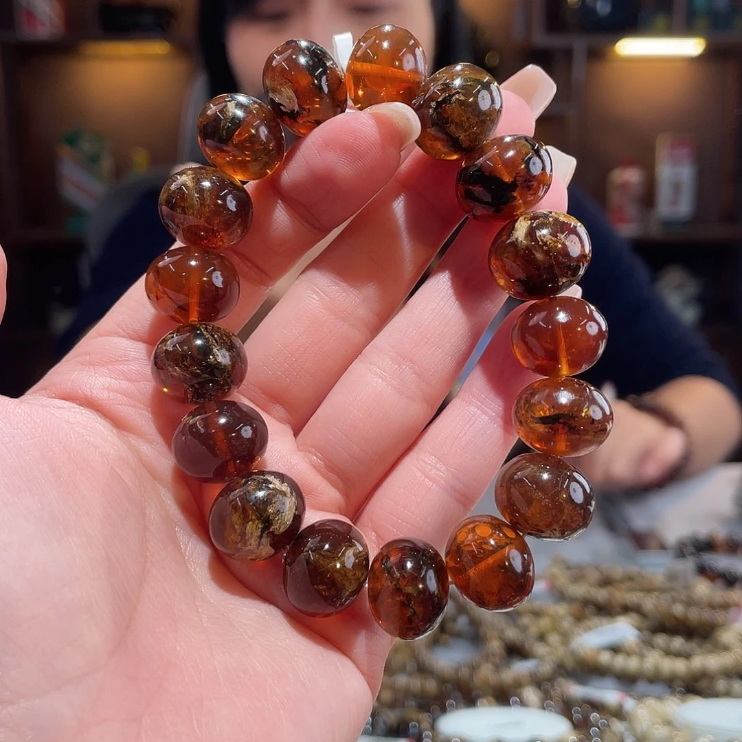 琥珀未镶嵌颈饰15m花