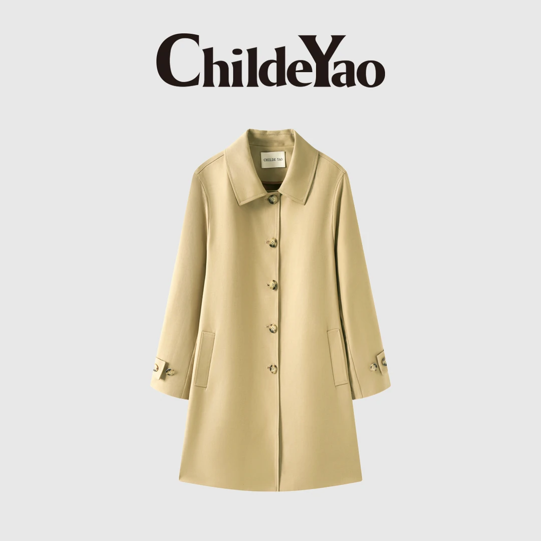 双面异色经典斜纹肌理小A版女士风衣外套CYC58290