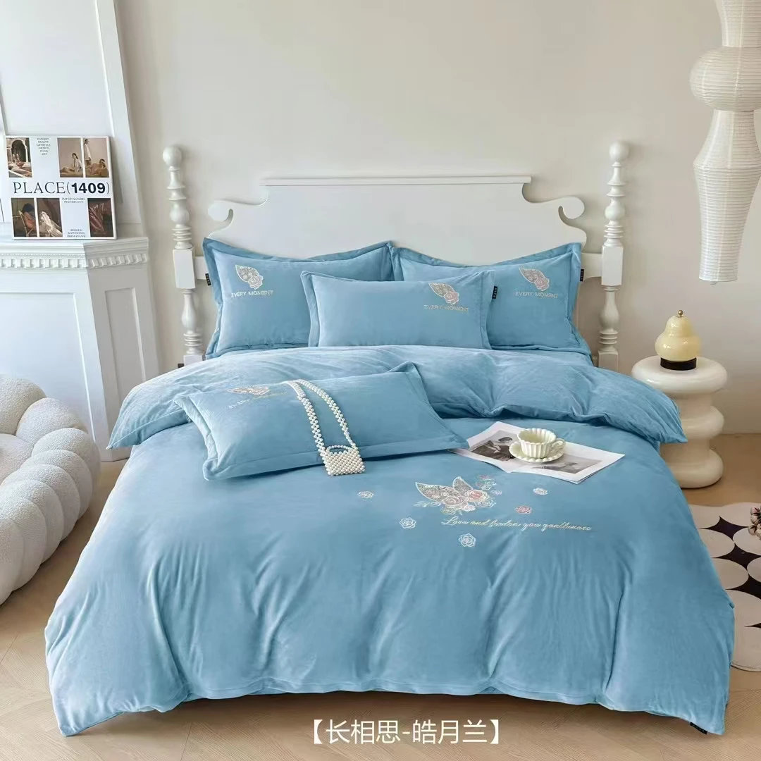 加绒四件套加厚磨毛绣花