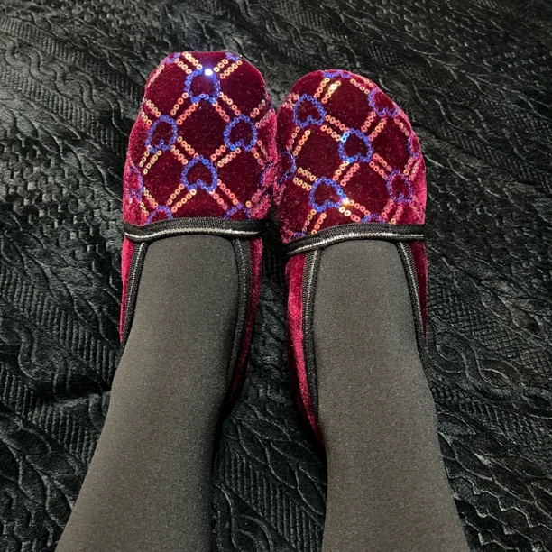 亮片绣花加厚软底保暖防滑袜套