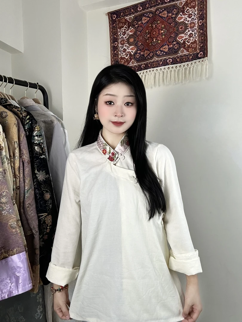 手工盘扣藏式百搭衬衣民族风时尚女士复古