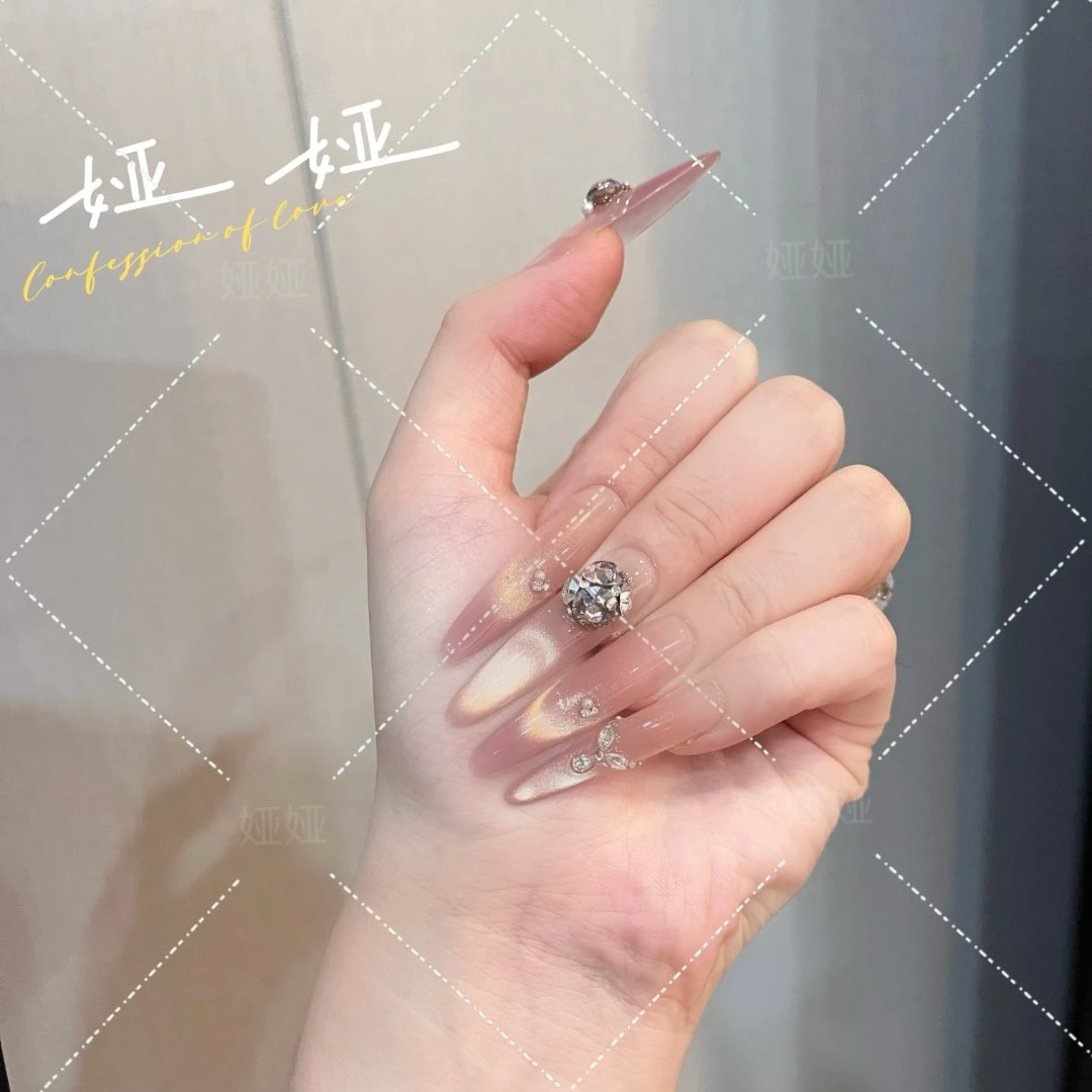 【枚夕缘】高品爆款纯手工穿戴甲绵密猫眼蝴蝶高级美甲贴A