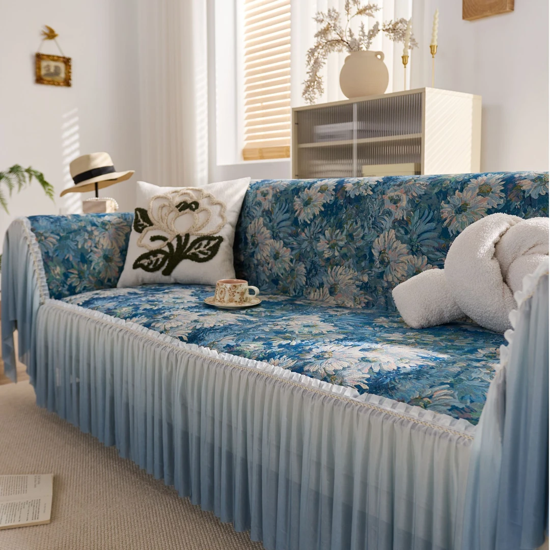 莫奈花园高级感沙发巾盖布2025新款沙发垫整张全包垫子通用全盖