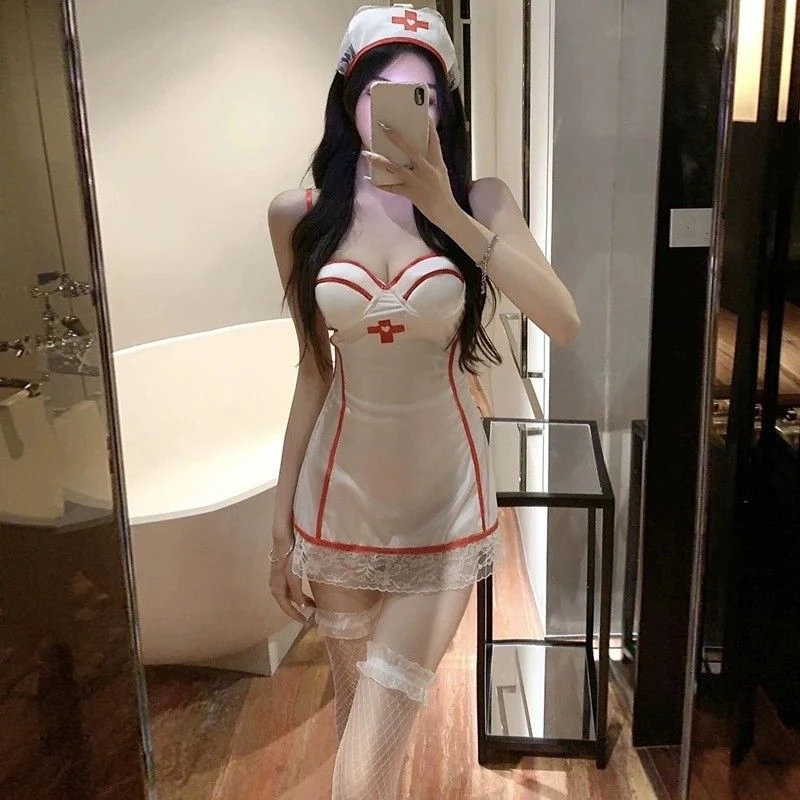 内衣性感深V蕾丝甜系护士装角色扮演职业制服套装显瘦日系包臀