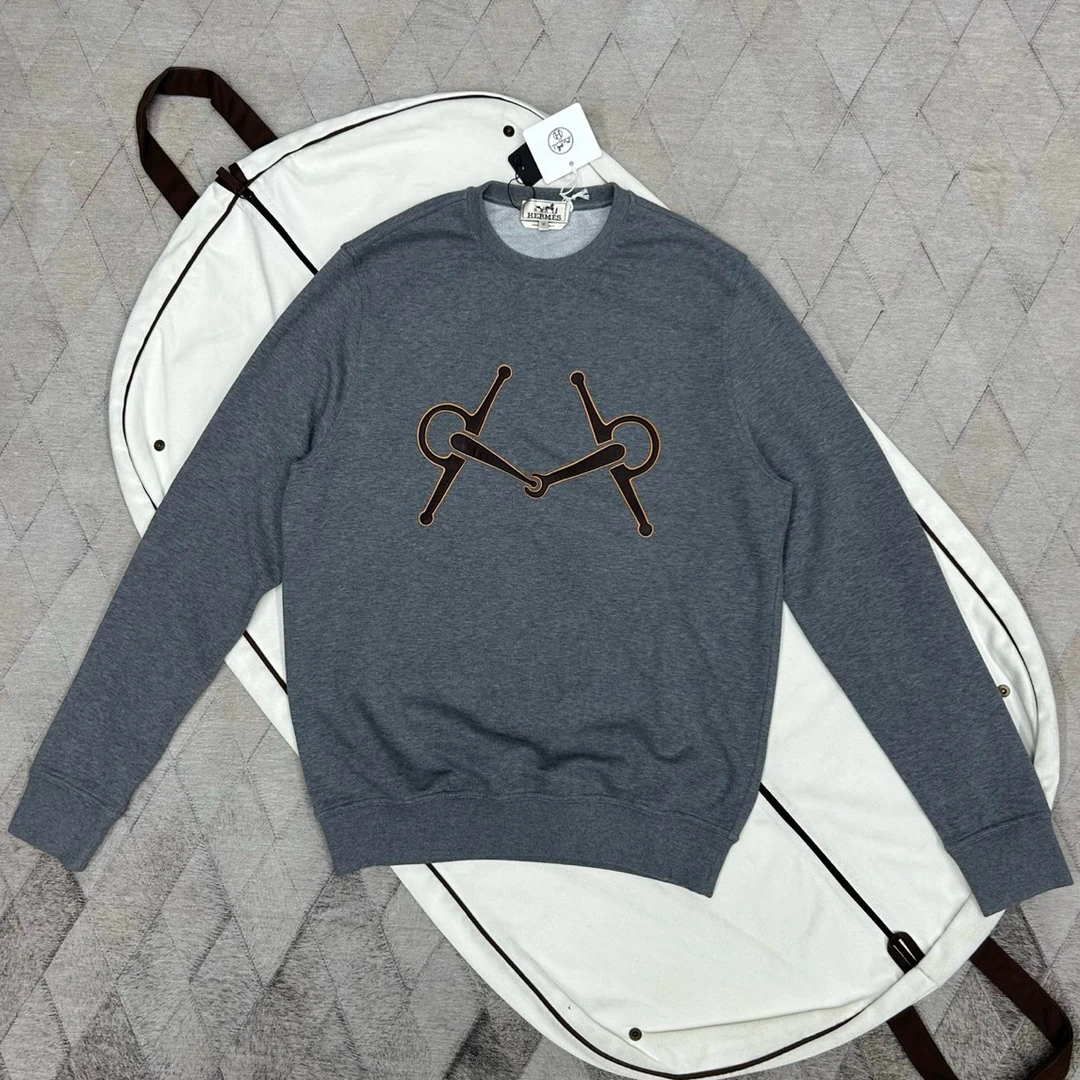 未使用 Hermes/爱马仕 134476 爱马仕马蹄扣皮革刺绣卫衣