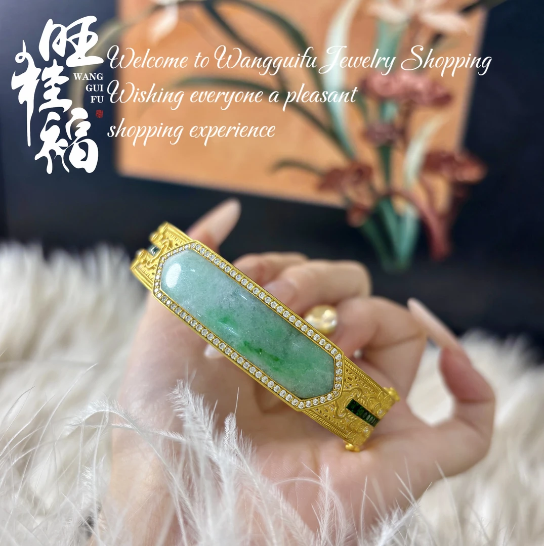 旺桂福珠宝足金古法手工富贵人家开口手镯74.53克适合14～16手围