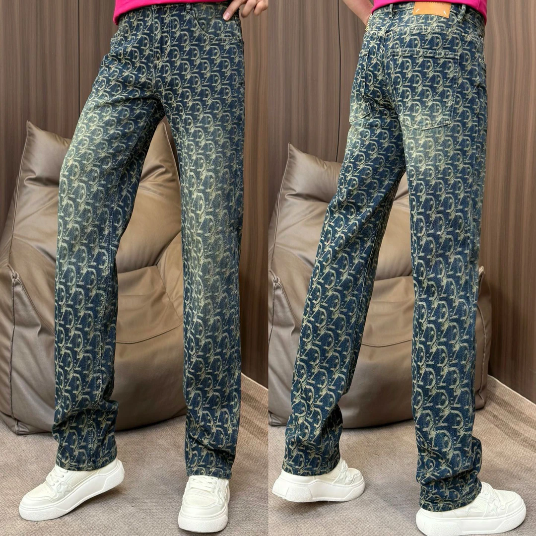 孙先生｜高奢款春夏男款牛仔裤提花工艺微阔腿直筒牛仔裤1305