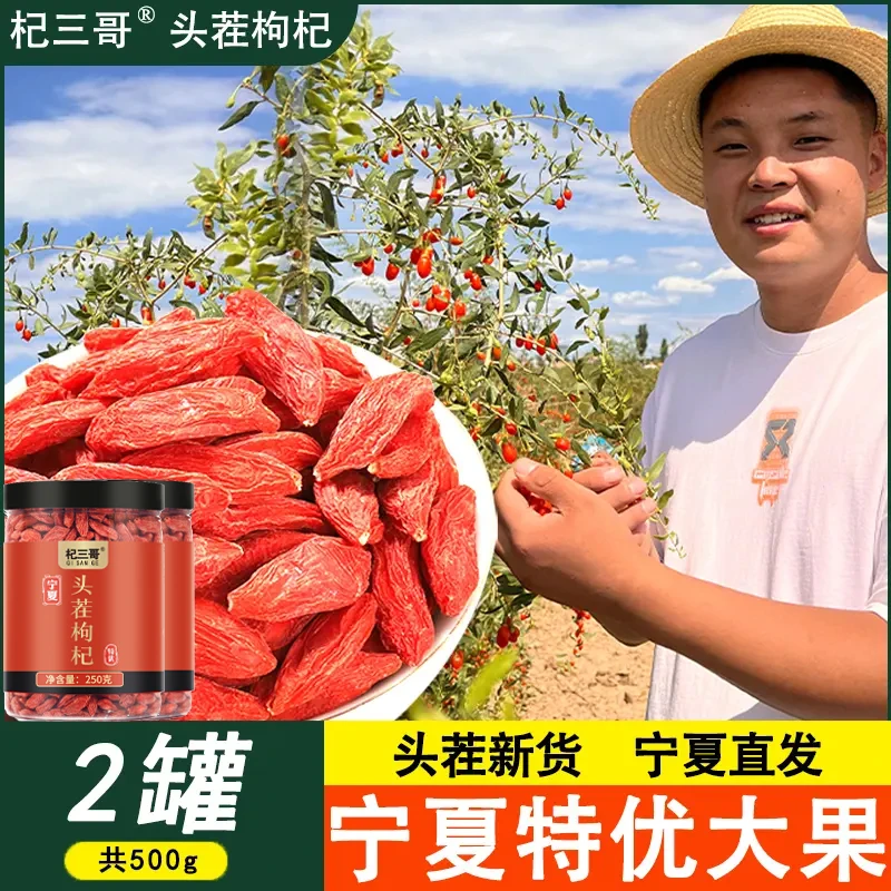 杞三哥新货精选大果颗粒罐装宁夏中宁特优级红枸杞子500g