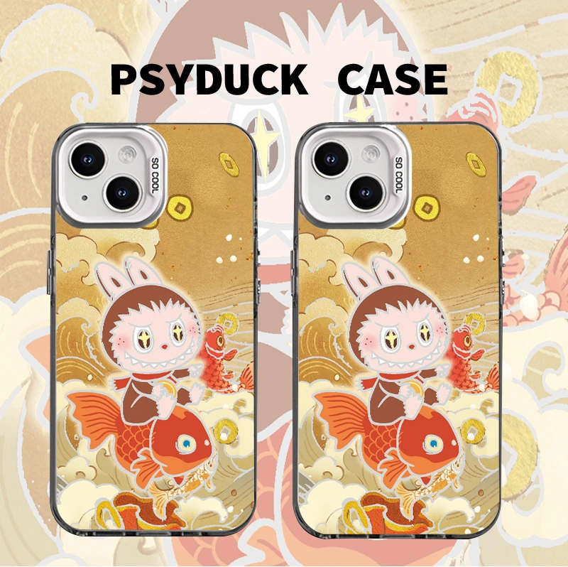 适用苹果华为一加iQOO小米锦鲤拉布布彩银白底动漫防摔手机壳