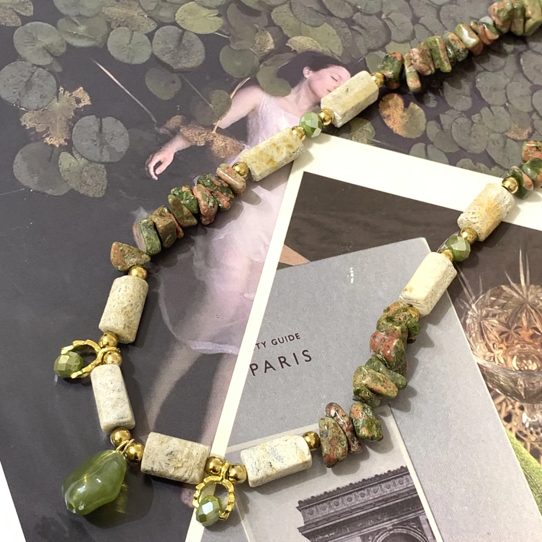 钛钢项链 LARVINA 虎眼石串珠复古手工项链