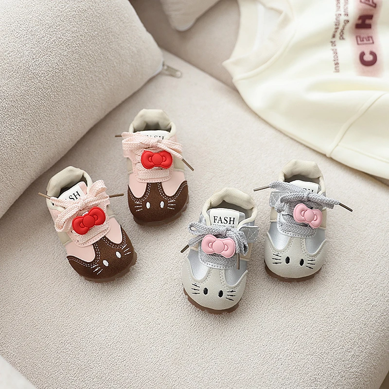 16-26码学步鞋春秋软底卡通猫防滑单鞋女童可爱百搭休闲鞋公主鞋