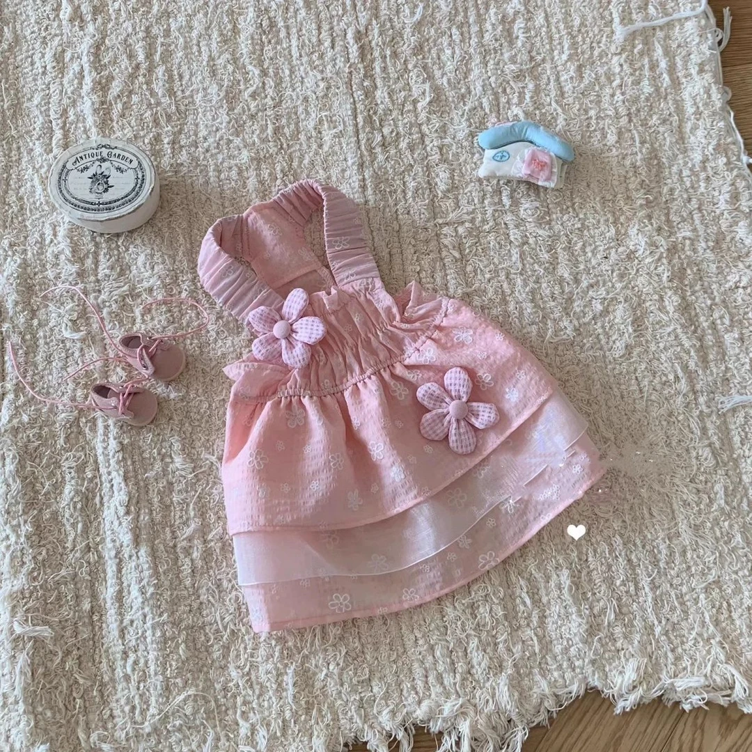 宠物衣服粉色小花裙夏季弹力小型犬可爱吊带韩系公主裙