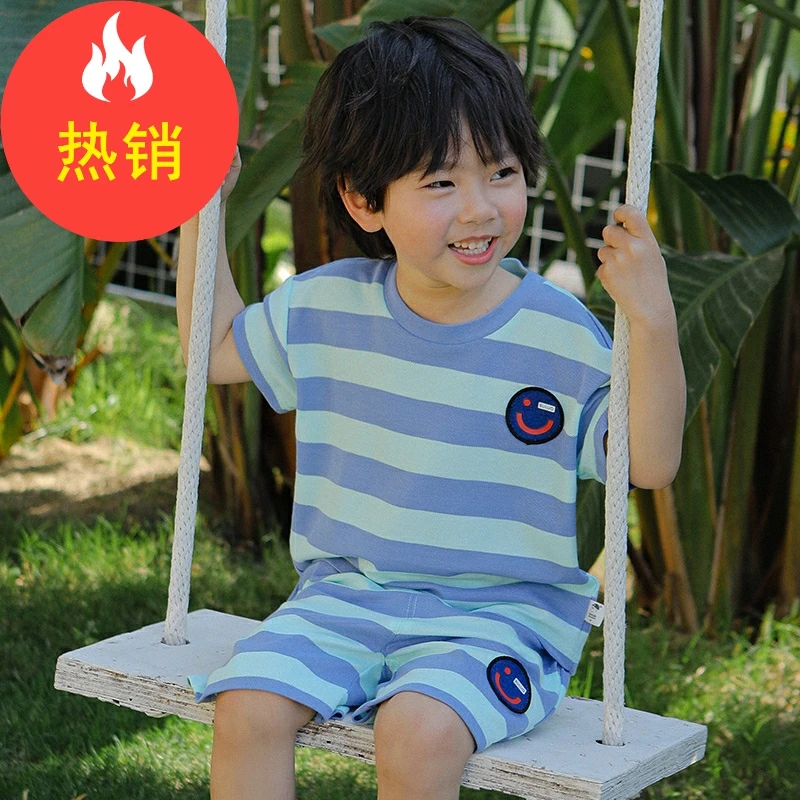 品牌儿童睡衣男童夏季新款薄家居服空调服夏款套装XBS33516