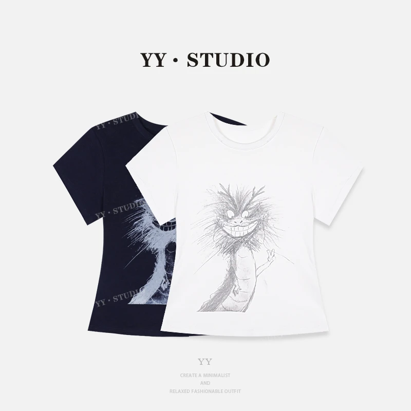 【YANYAN】夏季新款卡通抽象小龙短袖T恤YY-3415