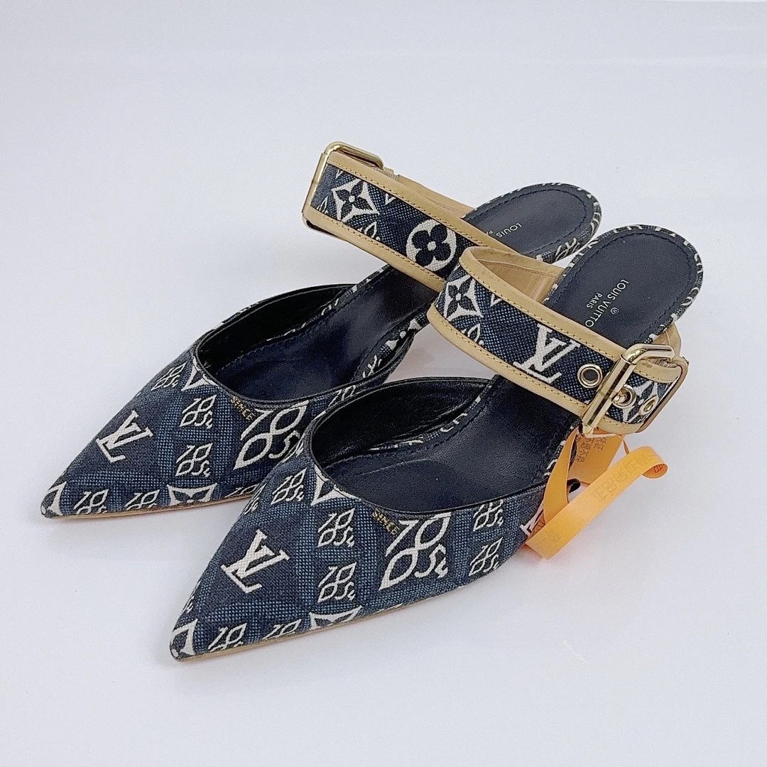 99新 LouisVuitton/路易威登 38码/1854高跟凉鞋/98新/jm07696