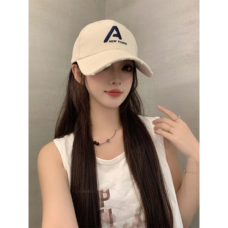 米色宽檐棒球帽百搭女2025春夏高品质硬顶大头围显脸小大头鸭舌帽