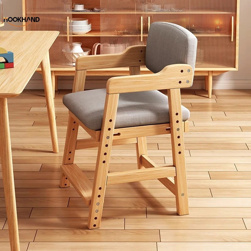 儿童学习椅可升降实木靠背座椅凳子学生写字书桌椅子家用宝宝餐椅