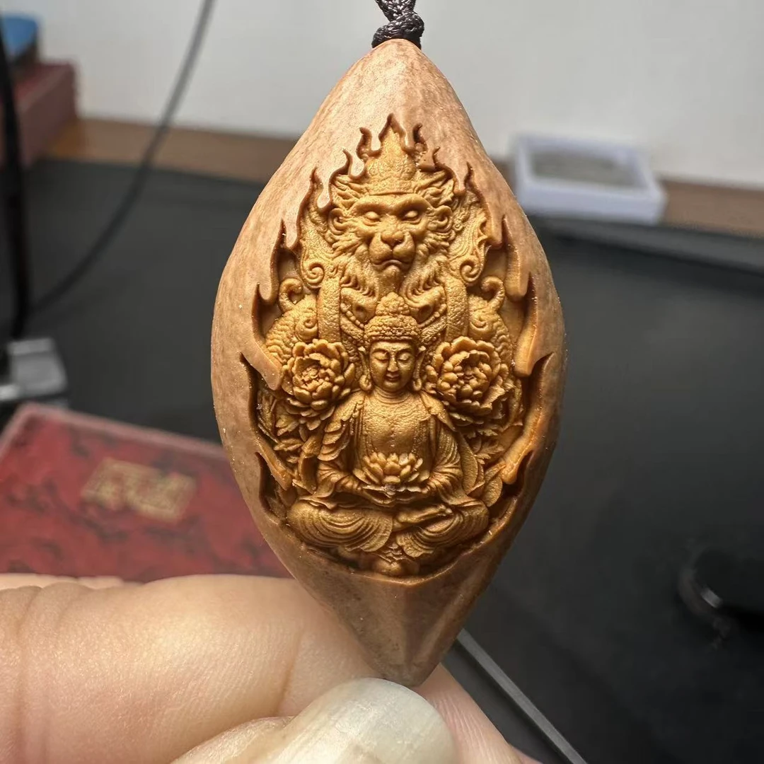 橄榄十二生肖本命佛单粒 原皮橄榄核雕单粒手机吊坠齐生肖守护神