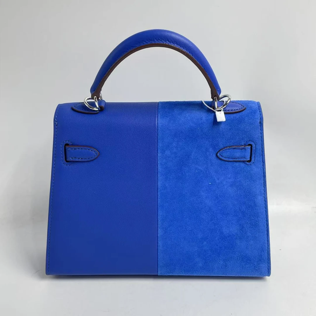 LQ-WITH-QUEEN真皮女包手提拼皮蓝色22 0667