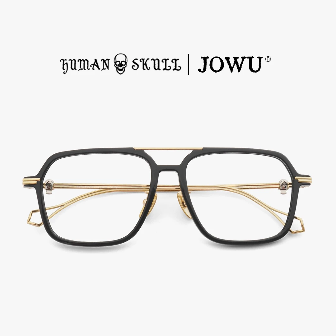 玖吾联名HUMANSKULL-8305全框百搭手工双梁骷髅镜框近视眼镜配镜