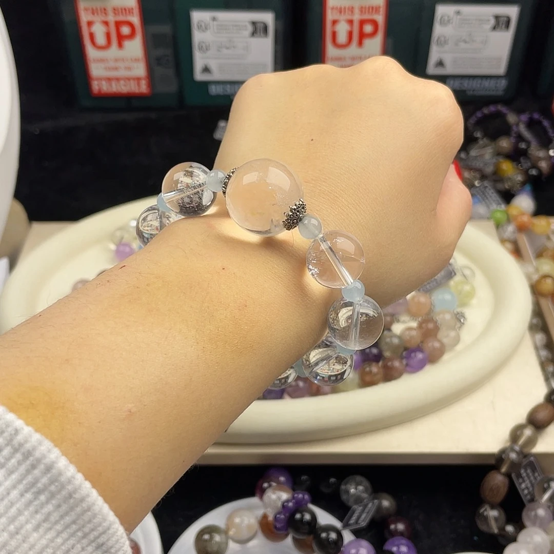 银S925镶嵌烟晶手链