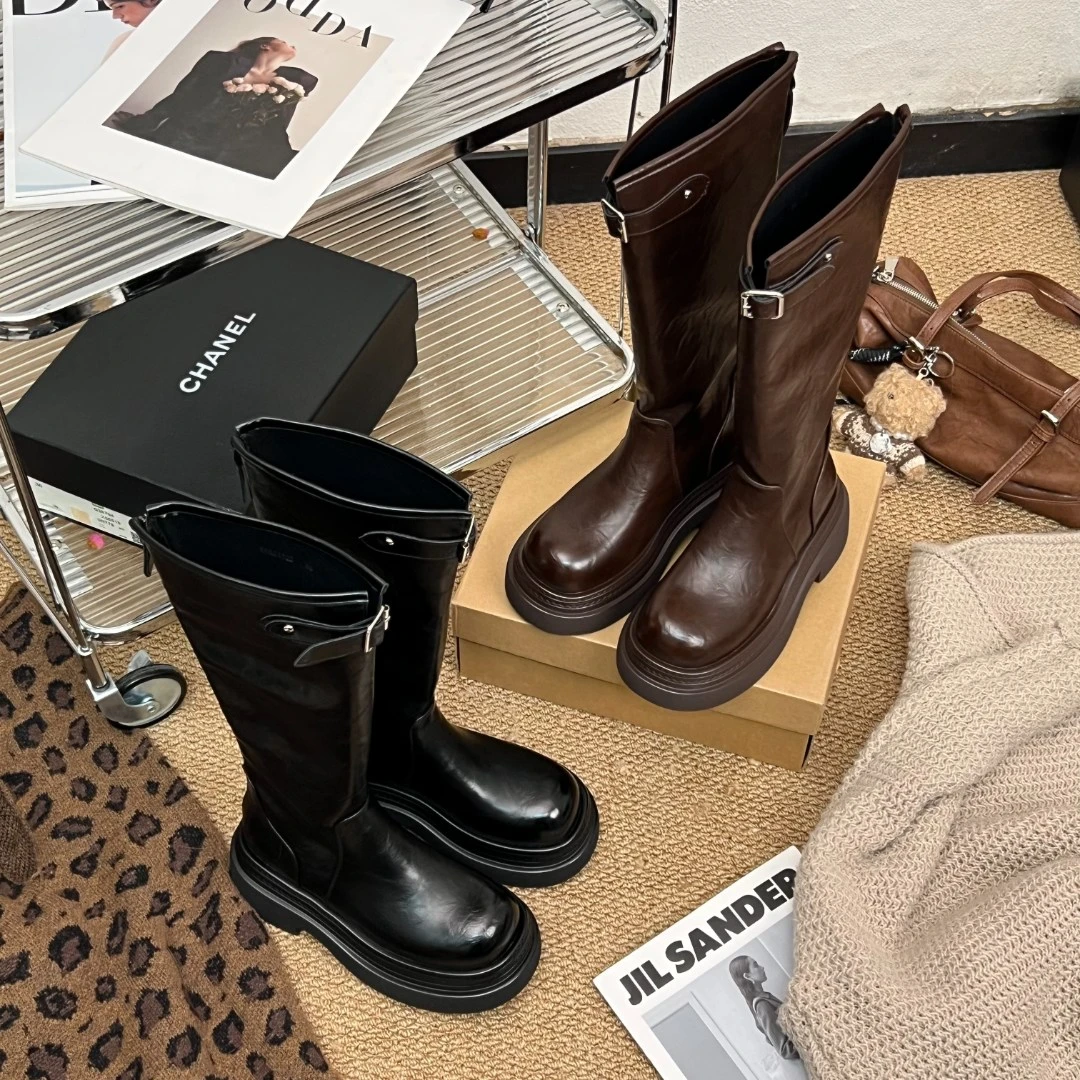 糖糖丨许妍同款丨25新款厚底女秋冬高筒长靴增高骑士靴;EQX21123