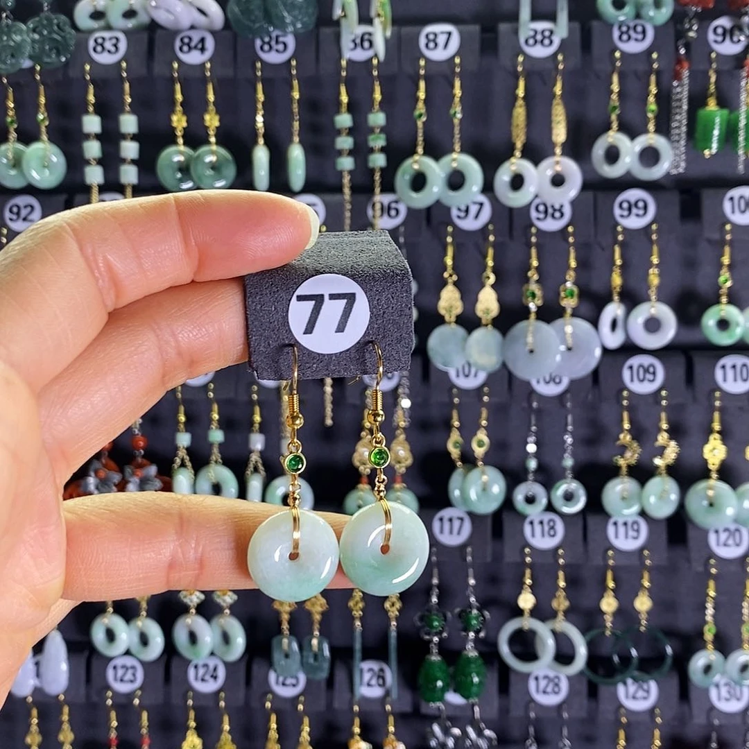 银S925镶嵌翡翠耳饰77