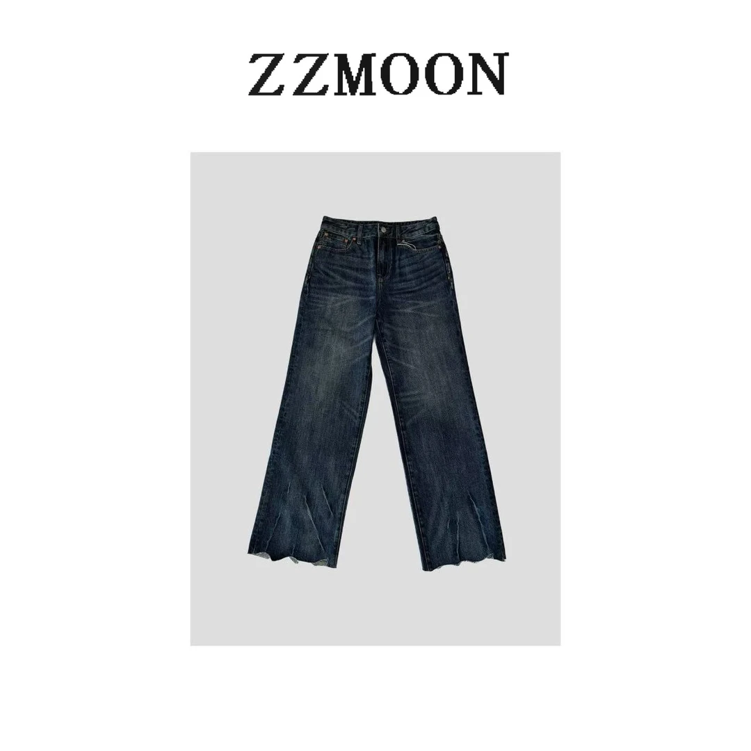 经典款进口面料重洗碎边男友风版直筒牛仔裤超显瘦 X87