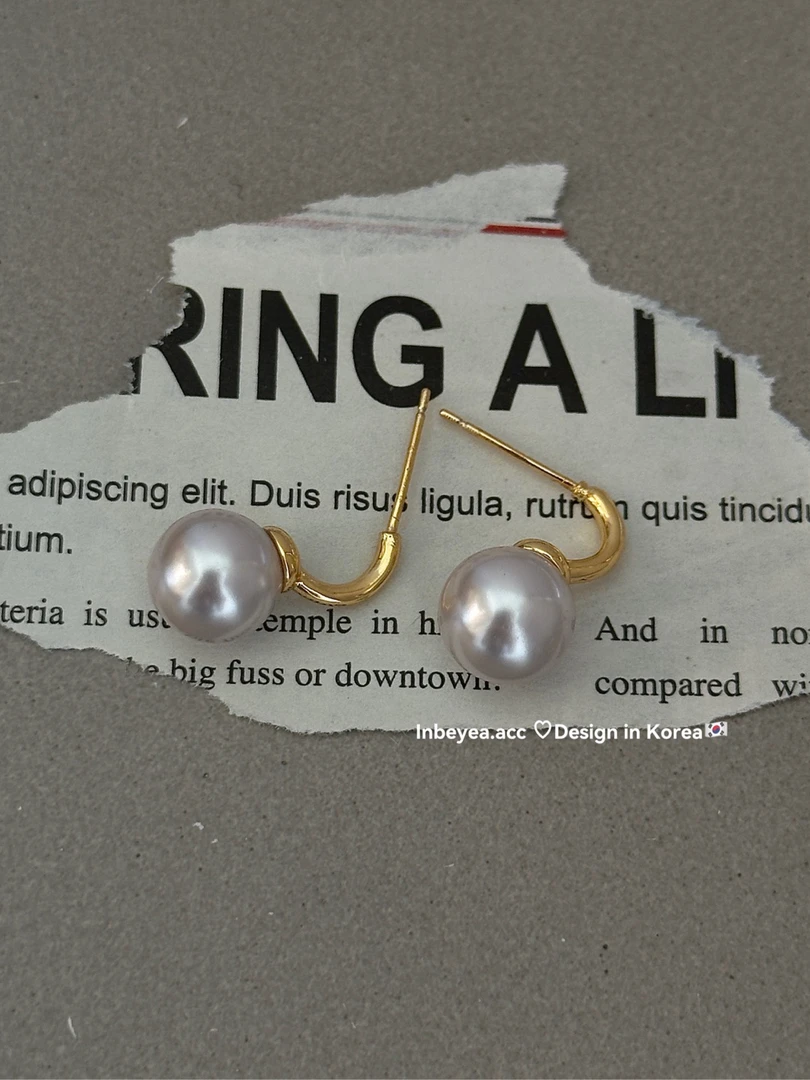 铜合金耳饰 珠珠耳圈 粉珠 21448