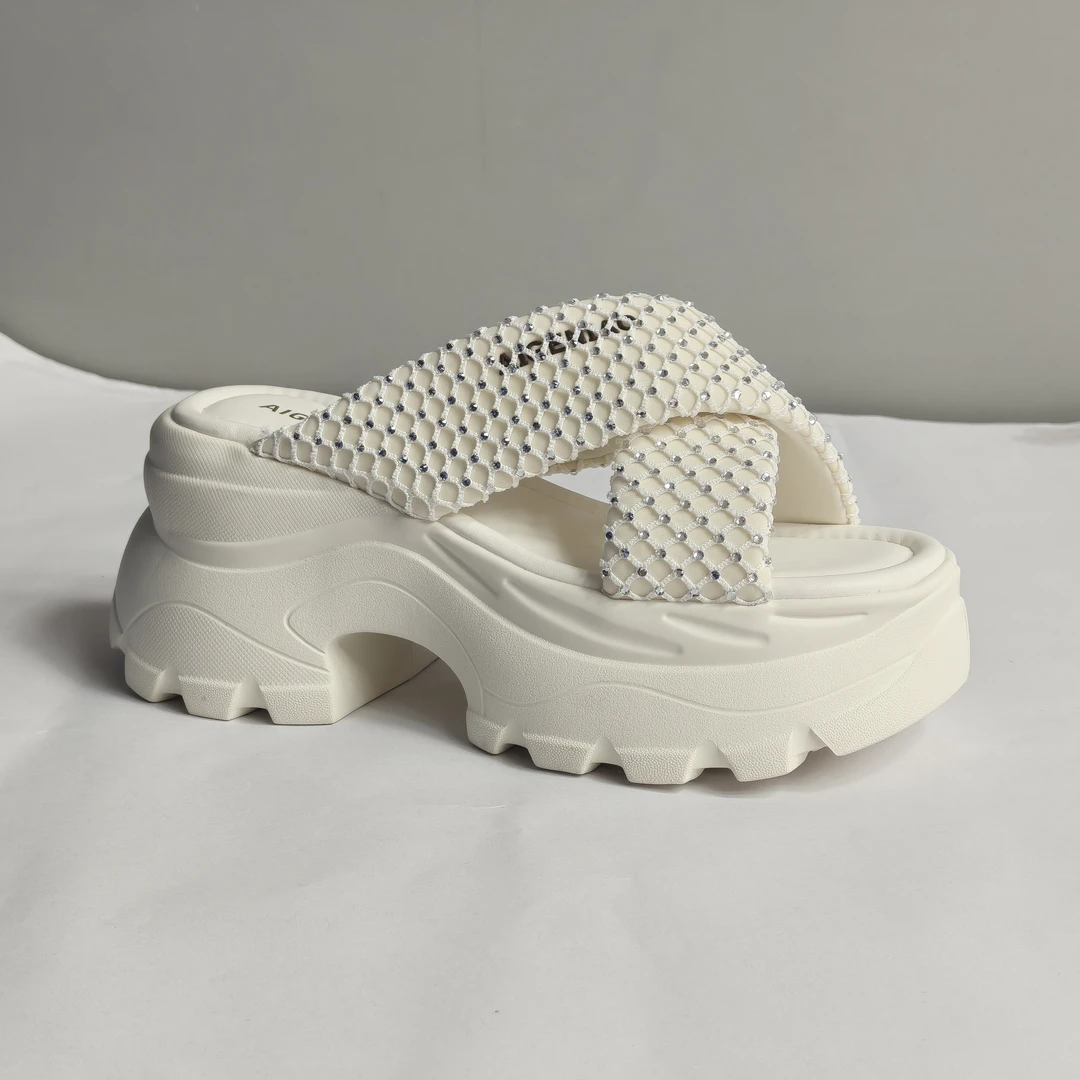 8CM头凉拖鞋女外穿2025春新款镂空透气半拖鞋厚底增高女鞋