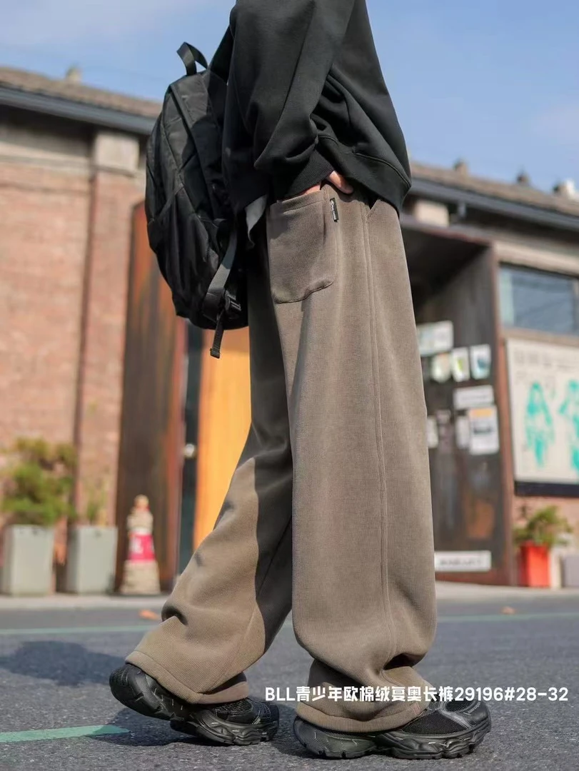 【29196-卡灰色】青少年欧棉绒休闲裤