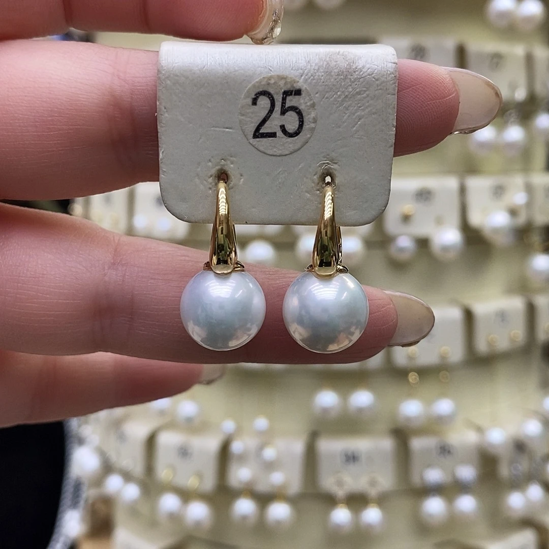 银S925镶嵌淡水珍珠耳饰