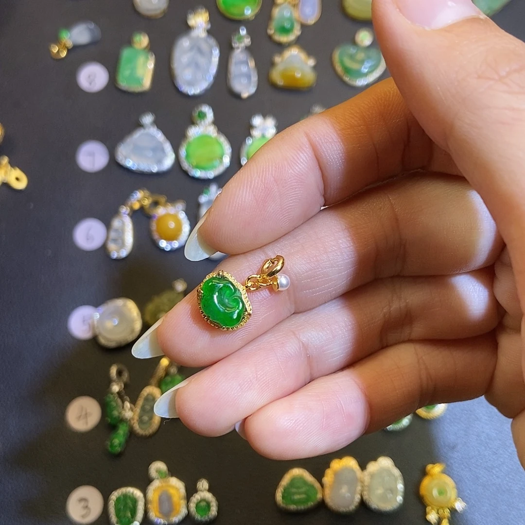 翡翠银S925镶嵌吊坠(不含链)