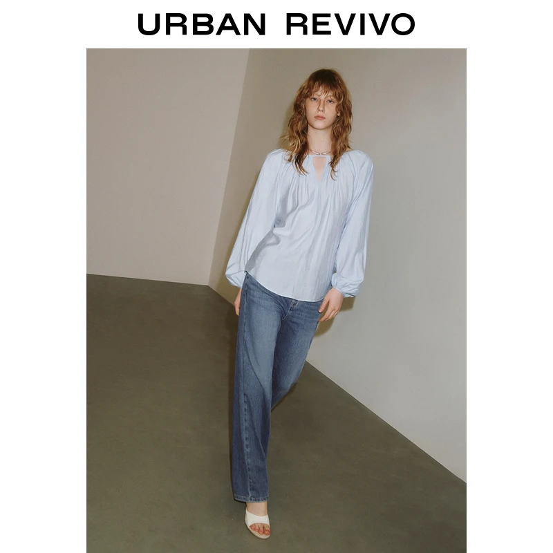 UR2025秋季新款女装法式气质系带长袖罩衫衬衫UWM250058