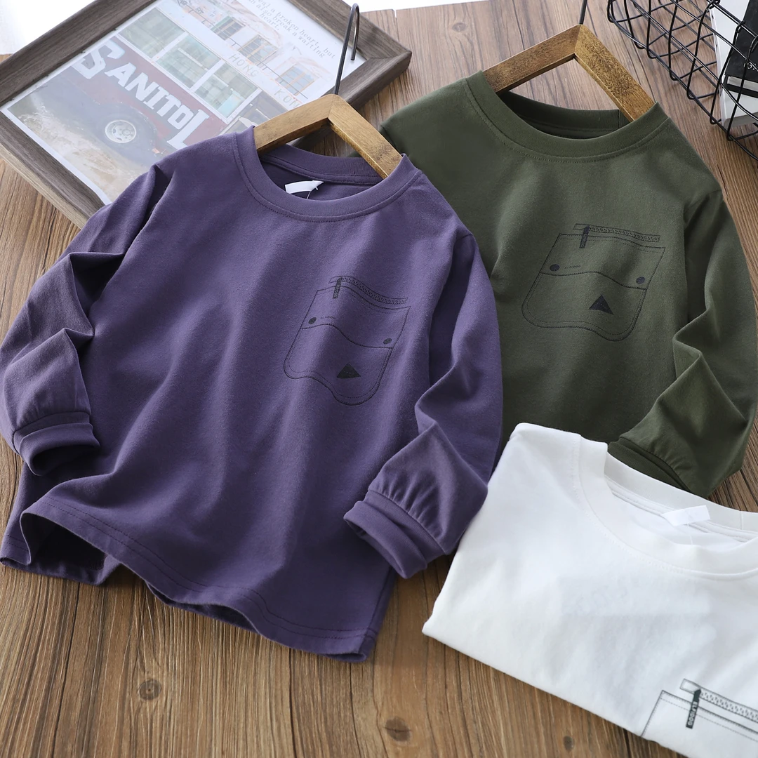男童女童长袖2025春款儿童基础款打底衫中大童款T恤37039