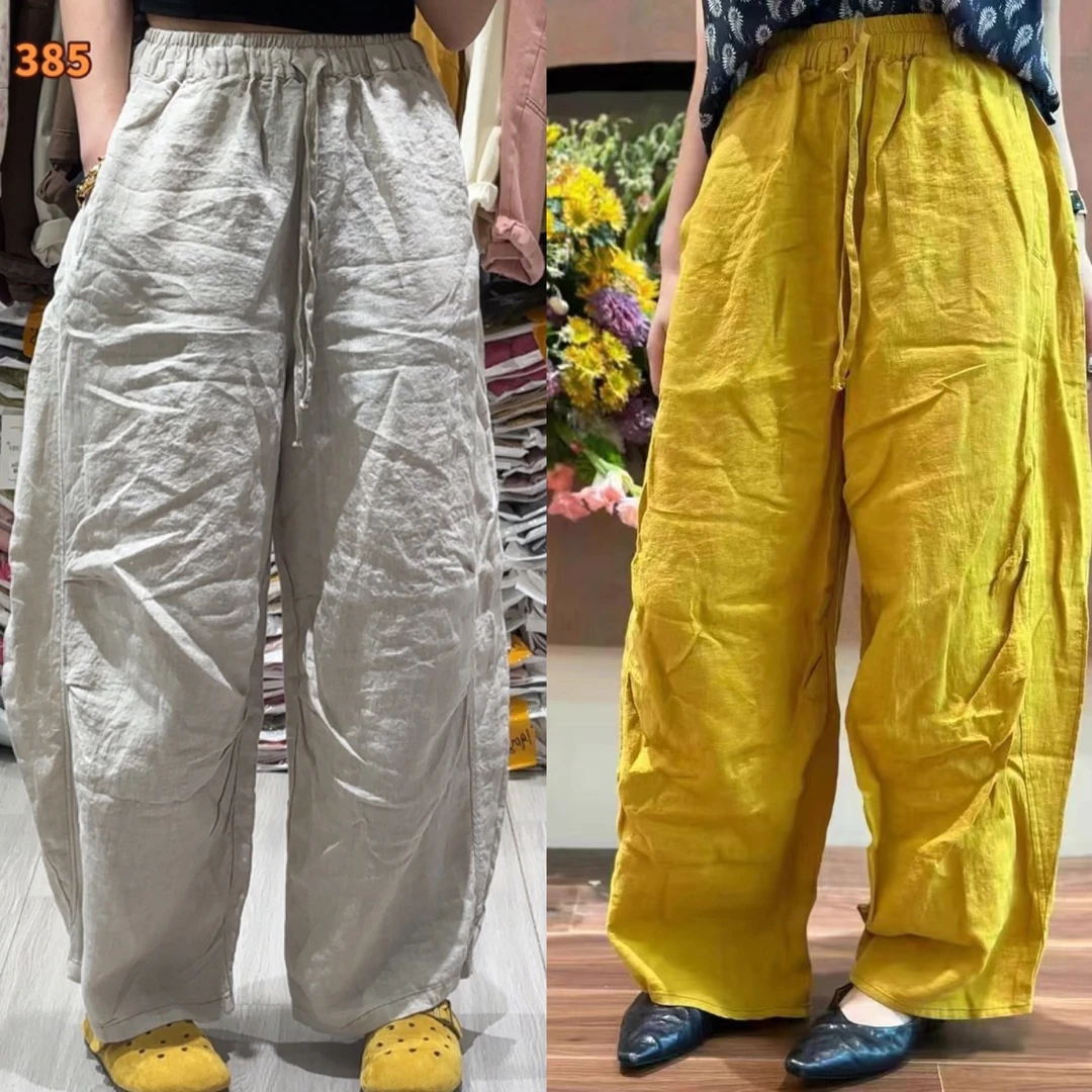 【木木新品】385#亚麻弯刀裤
