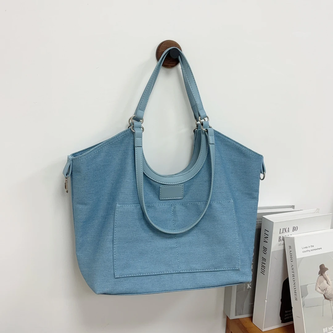 小众高级感牛仔帆布手提包包女2025夏季新款百搭大容量单肩托特包